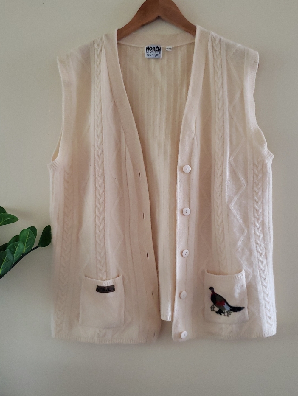 Vintage NORËN Mode Design Lambswool Button Down Sleeveless Knit Vest - XL